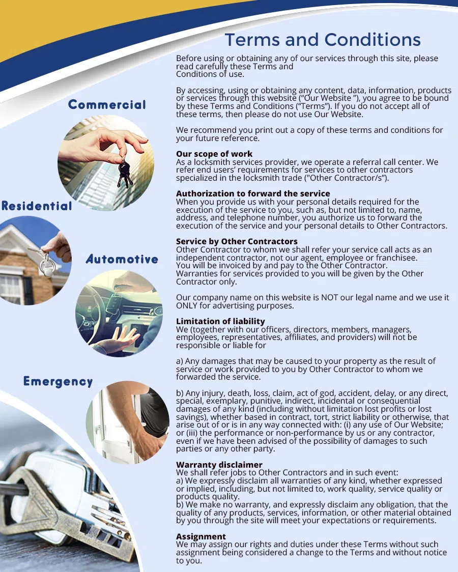 City Locksmith Store Palos Verdes Peninsula, CA 310-955-1737 - terms-ls